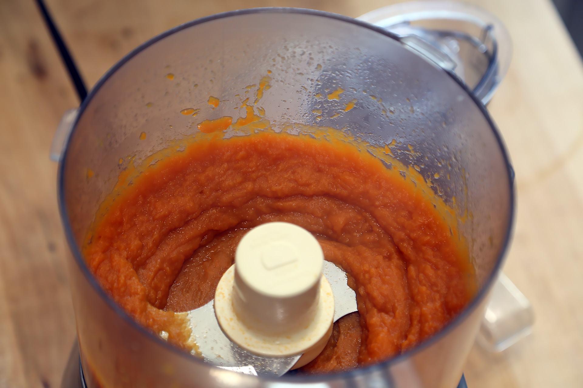 Add the flesh to a food processor and process to a smooth puree.