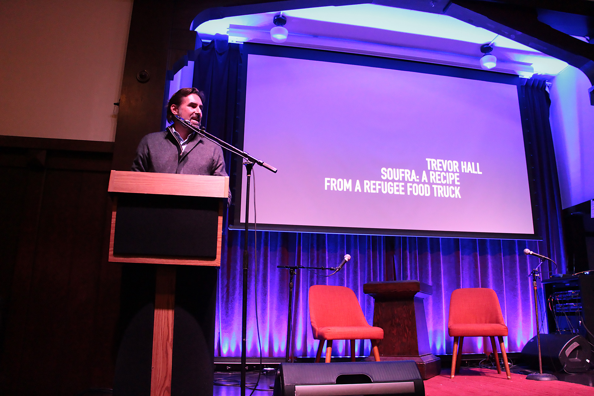 The most powerful example of the connection between food and refuge came in film clips from an upcoming documentary called: Soufra: A Recipe from a Refugee Food Truck, presented by producer Trevor Hall.