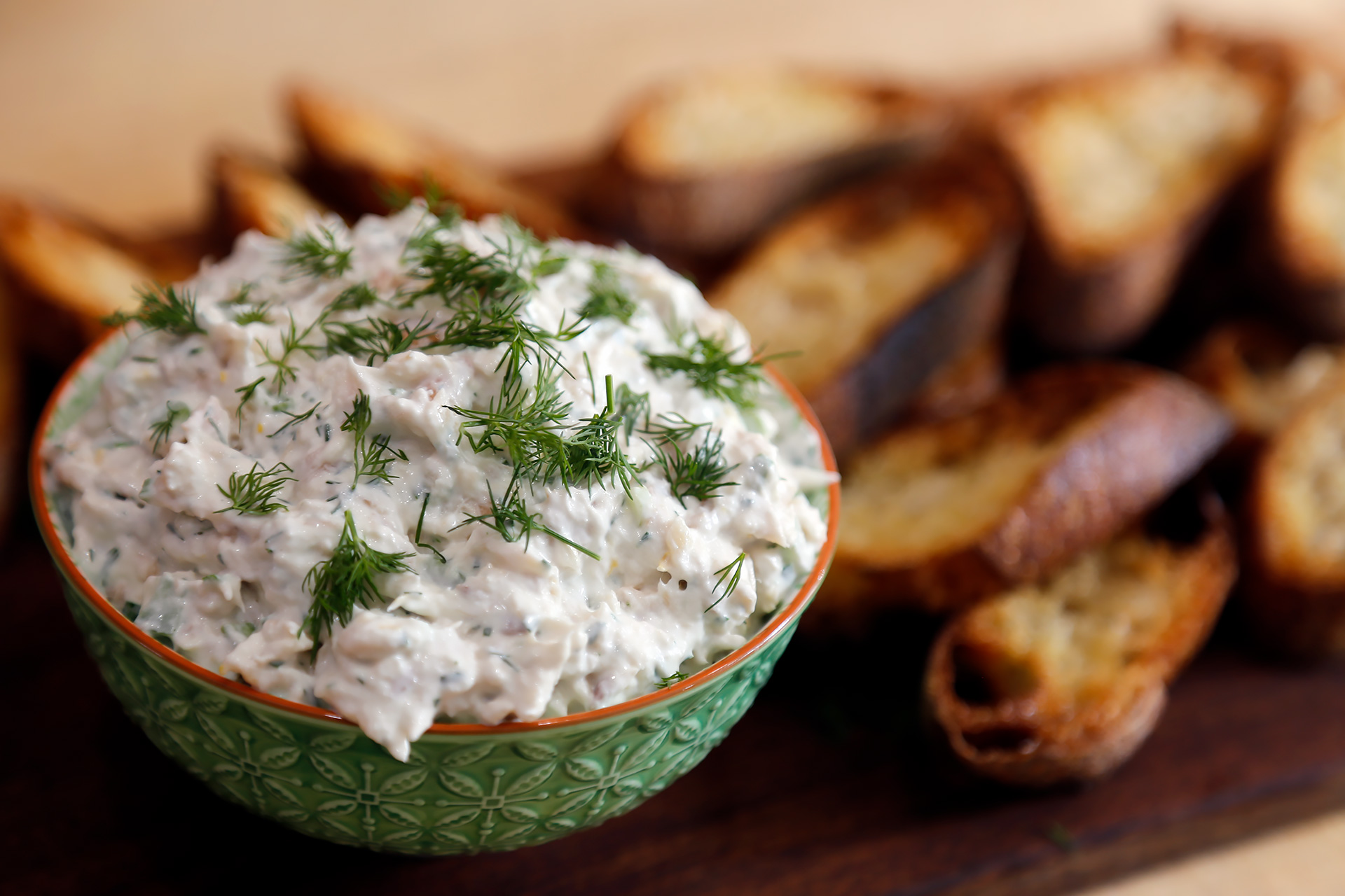 Smoked Trout-Herb Dip with Crostini