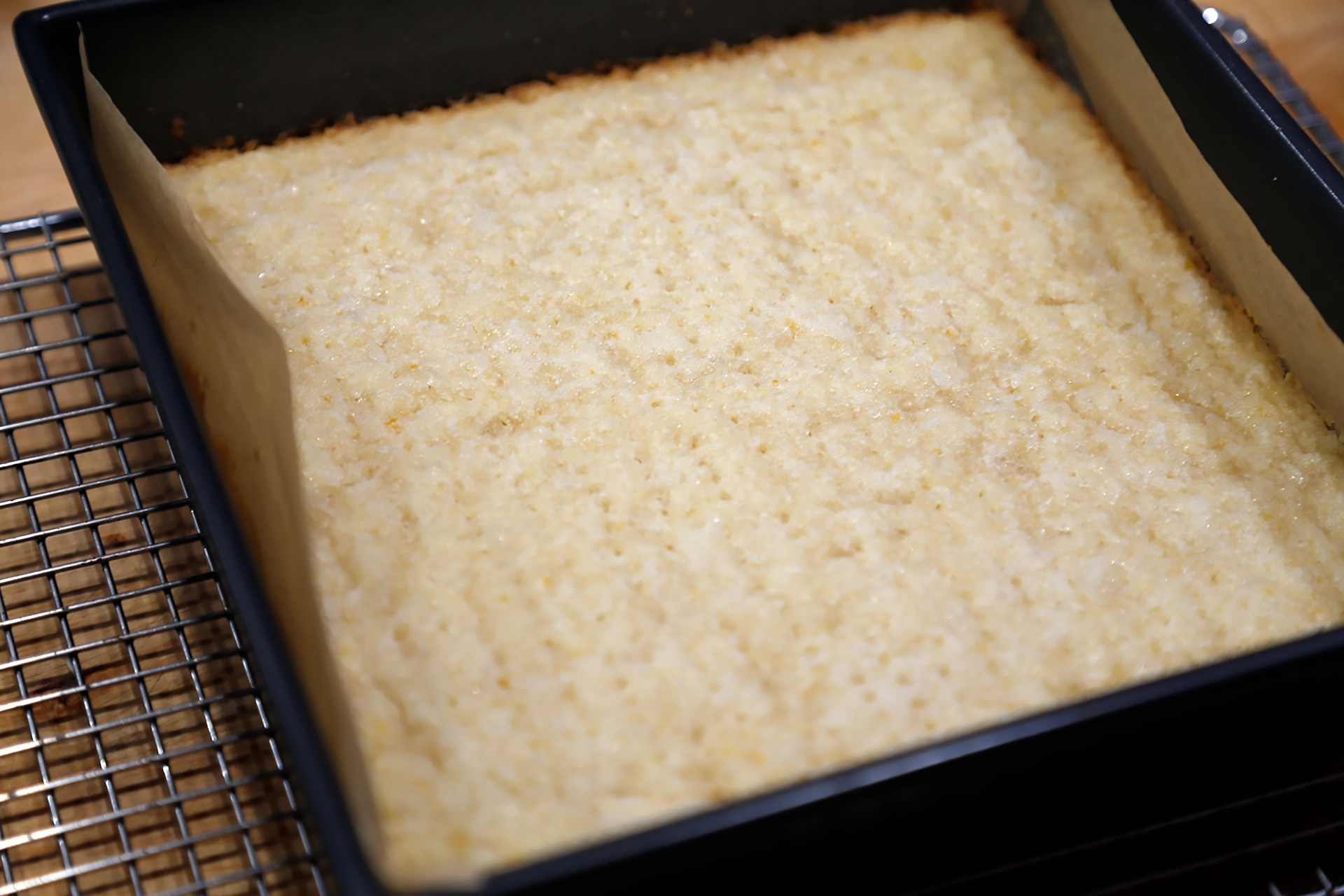 Bake until the shortbread begins to turn golden brown, about 30 minutes.