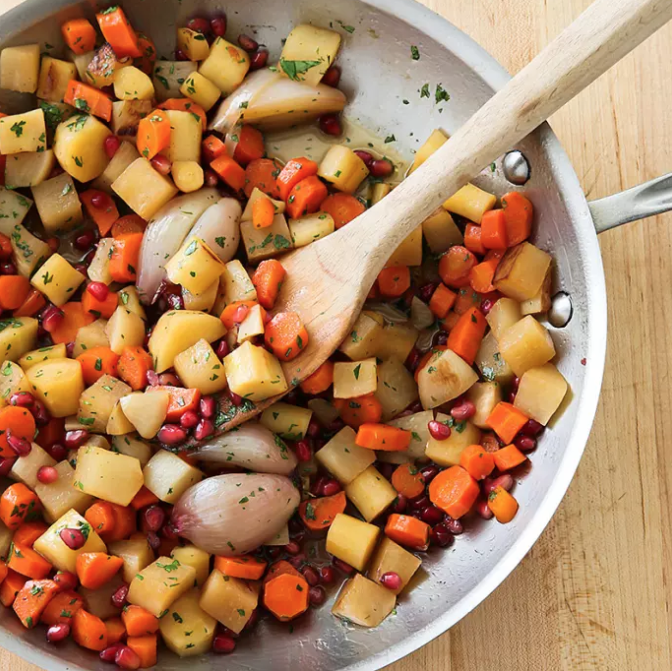 Cider-Glazed Root Vegetables with Pomegranate and Cilantro