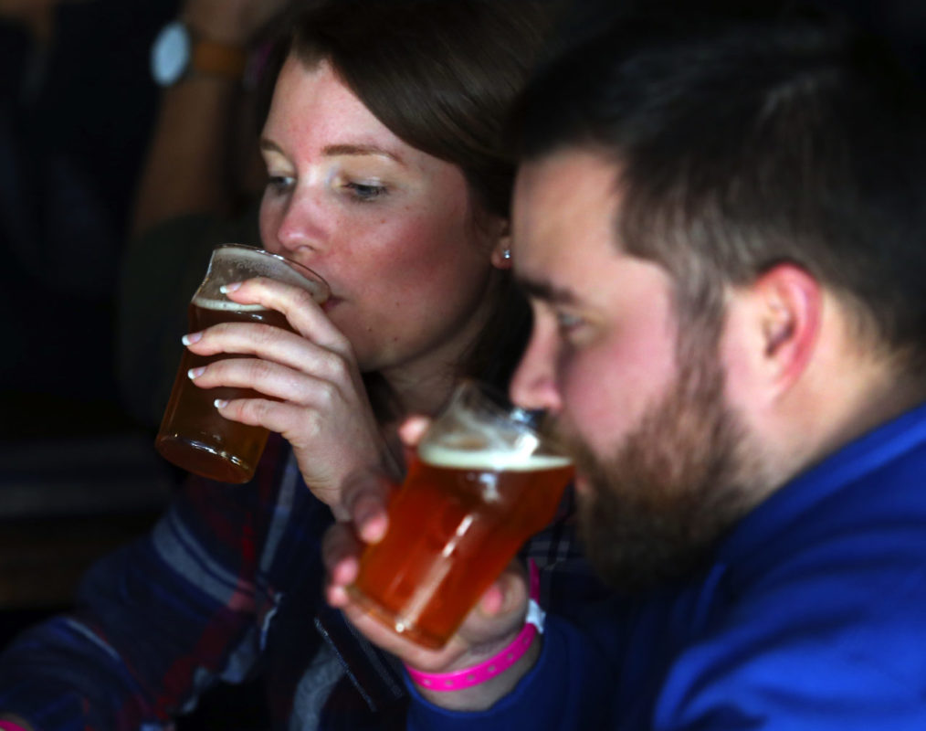 Beer lovers taste their Pliny the Younger during the 2017 release.