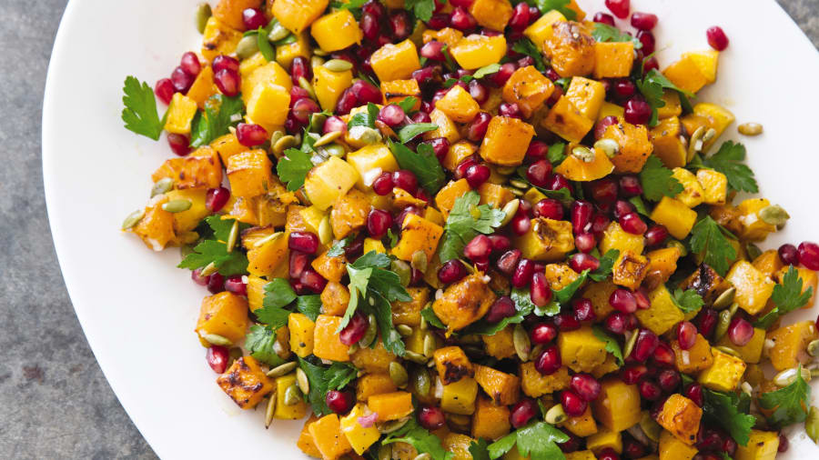Levantine flavors: roasted butternut squash with za'atar.