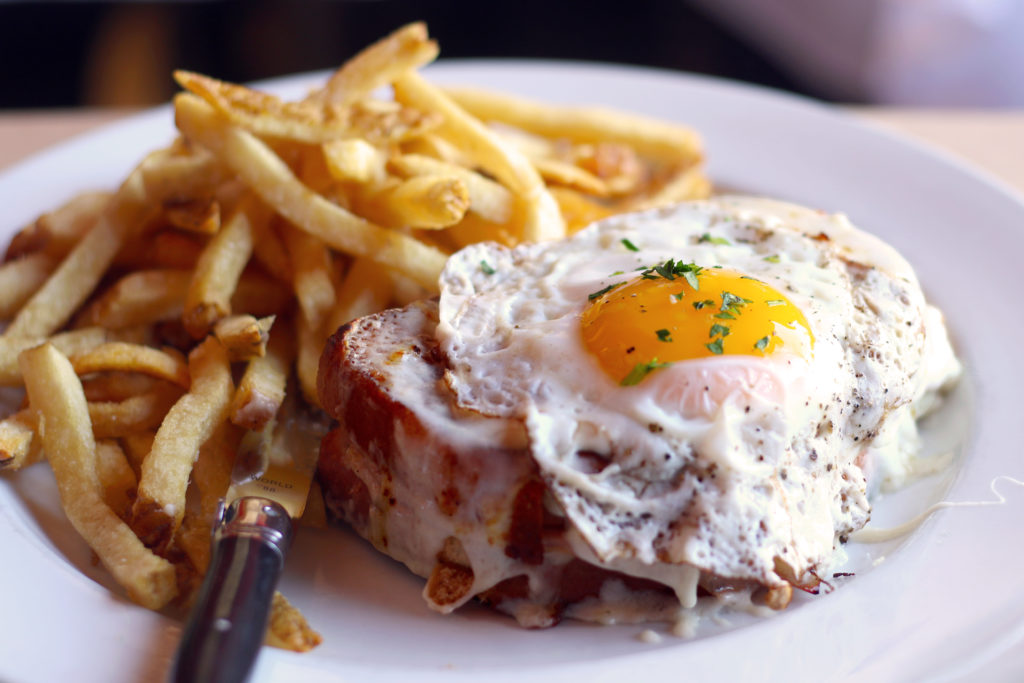 Croque Madame with frites at Bistro 29 in Santa Rosa. 