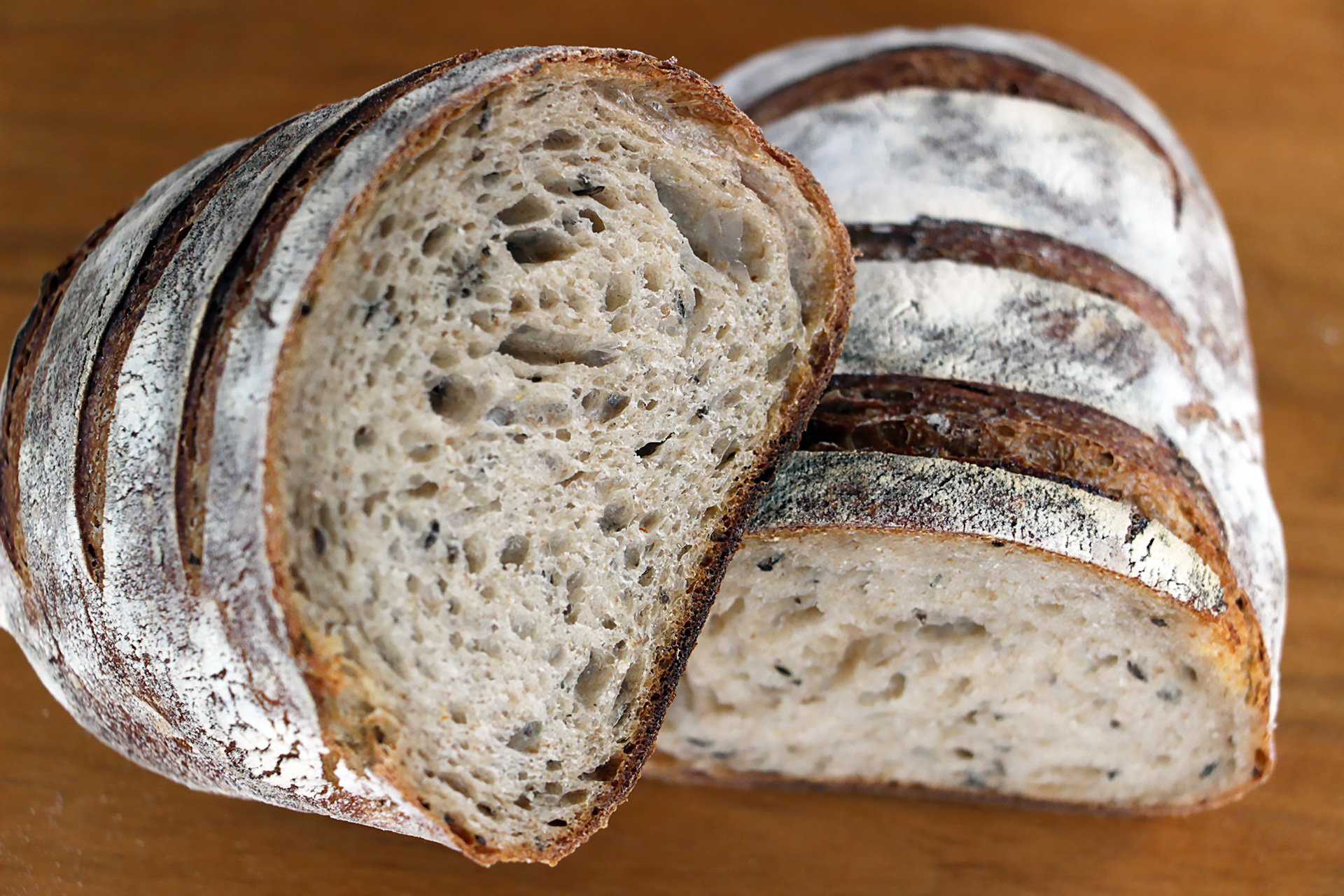 Noe Valley Bakery rye bread interior.