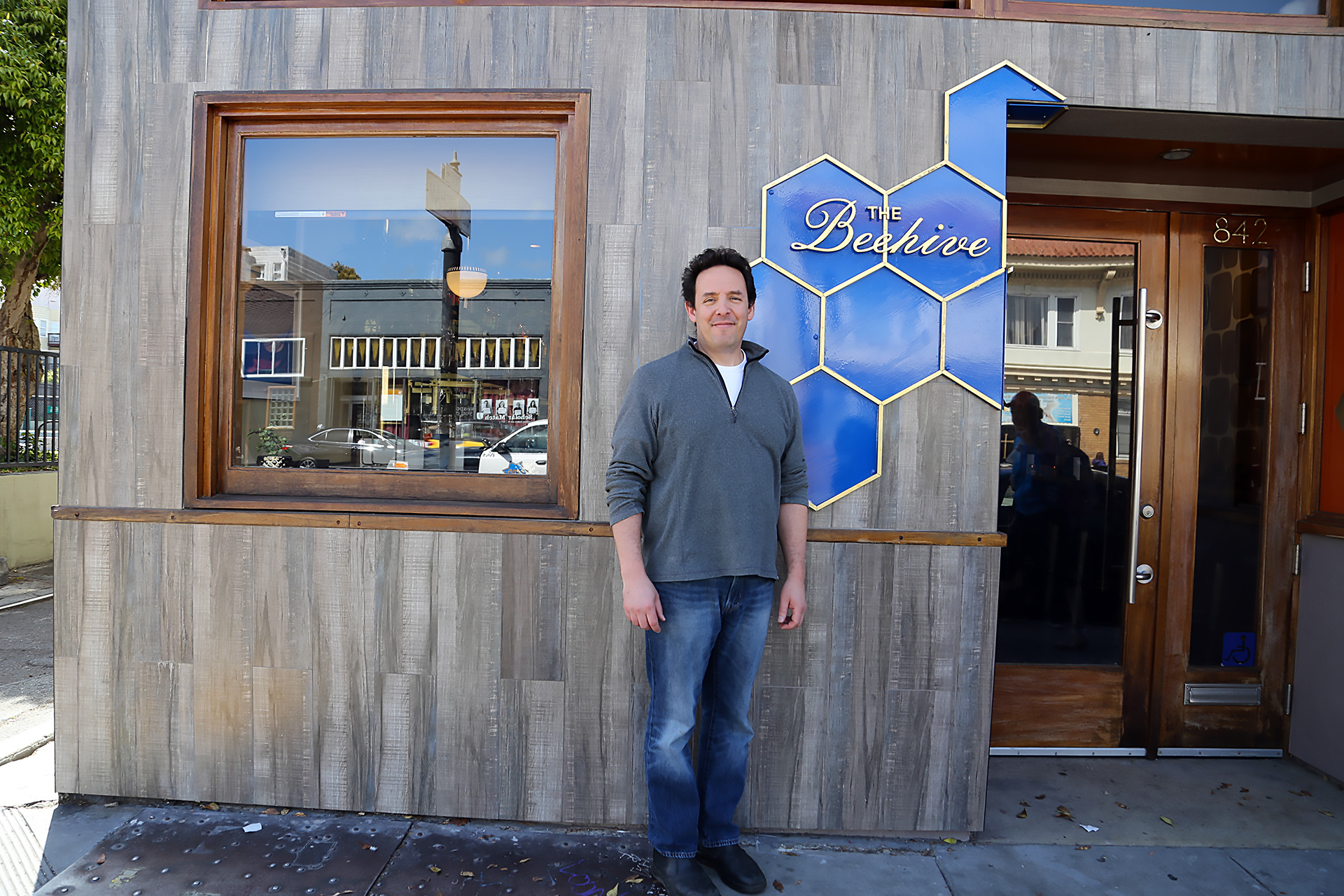 Partner/Chef Phil West in front of The Beehive