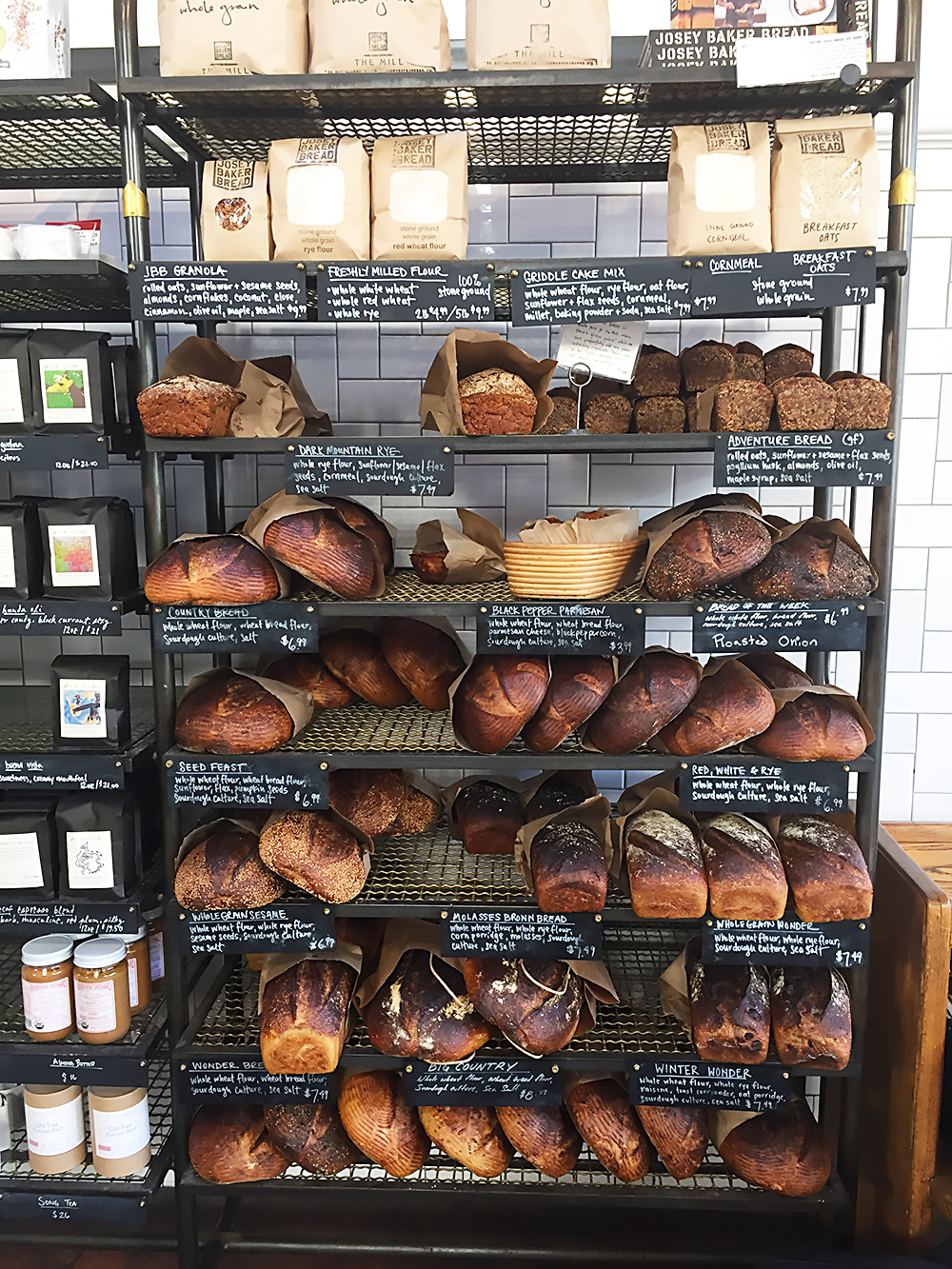 Josey Baker bread for sale at The Mill.