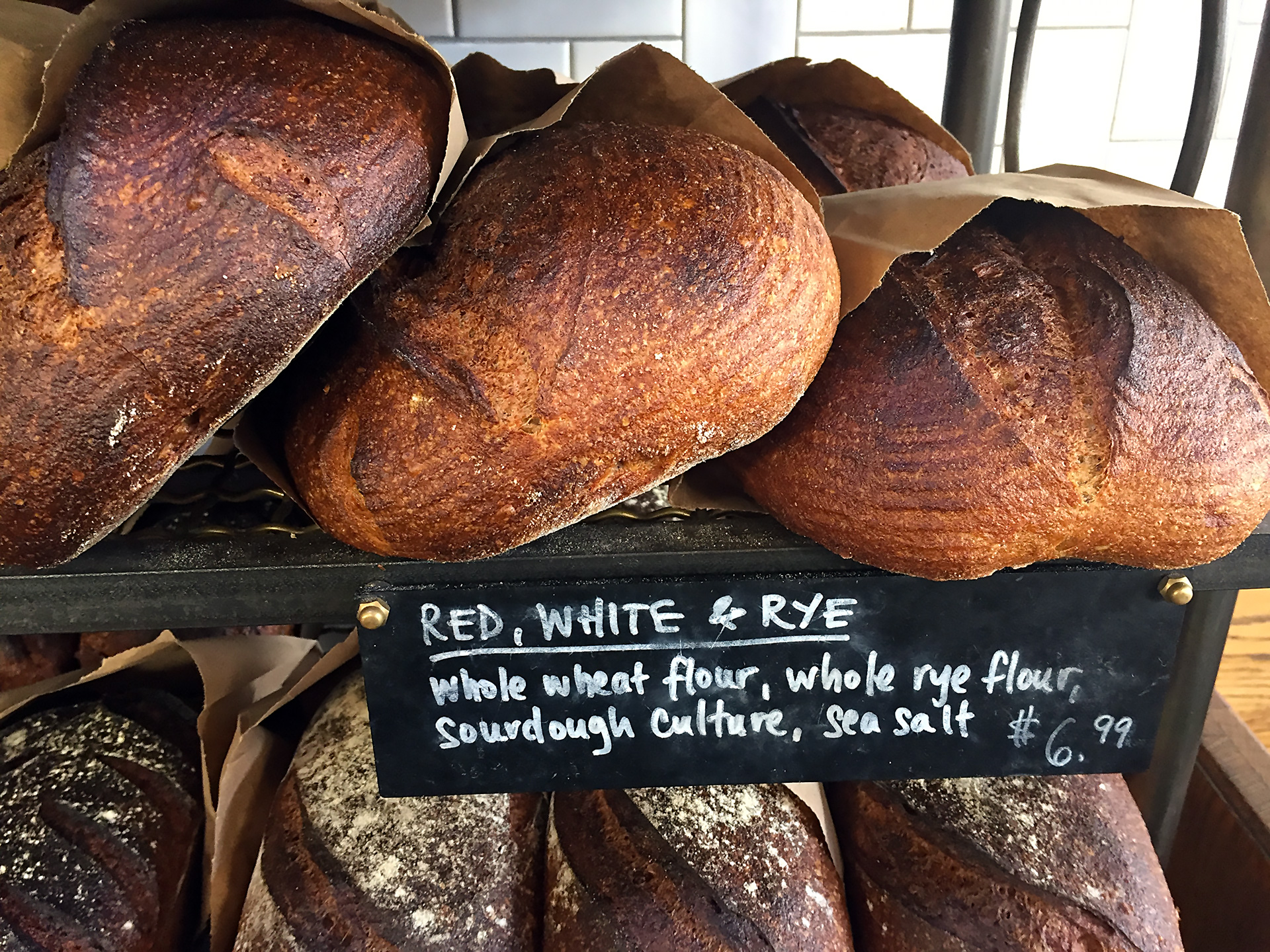 Josey Baker Red, White & Rye bread for sale at The Mill.