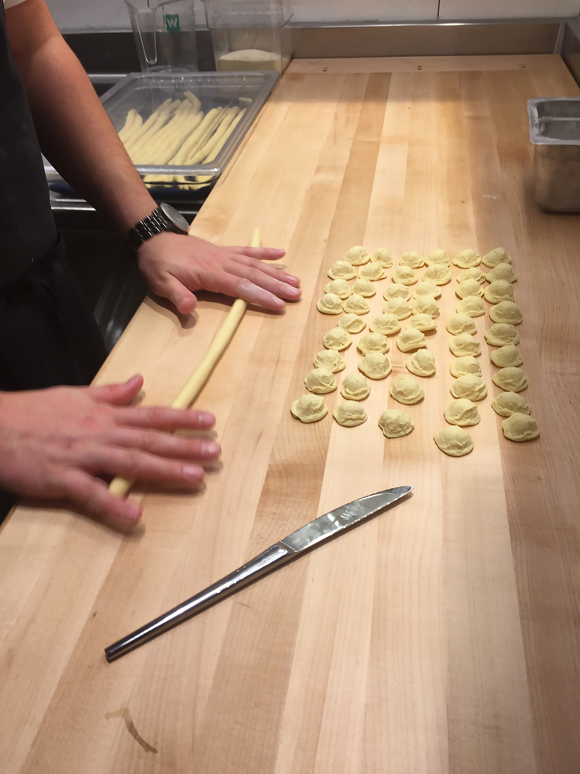 Making gnocchetti pasta at Sorrel