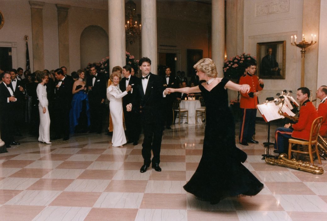 Actor John Travolta dances with Princess Diana during the Reagans' state dinner in November 1985.