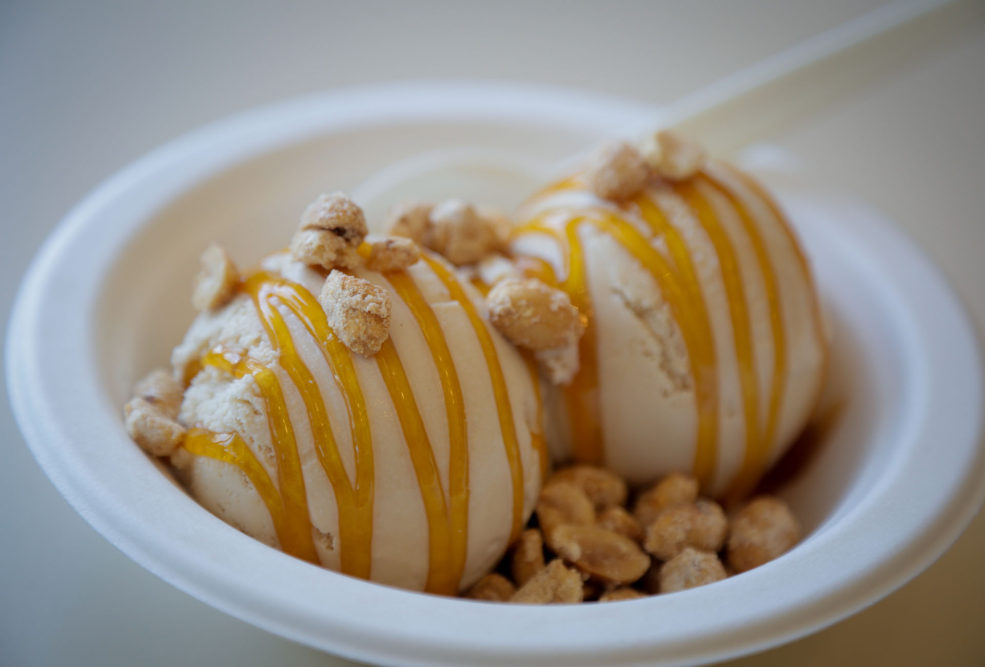 The Whos Your Daddy Sundae, made with beer ice cream, house-made frosted peanuts and bourbon caramel sauce.