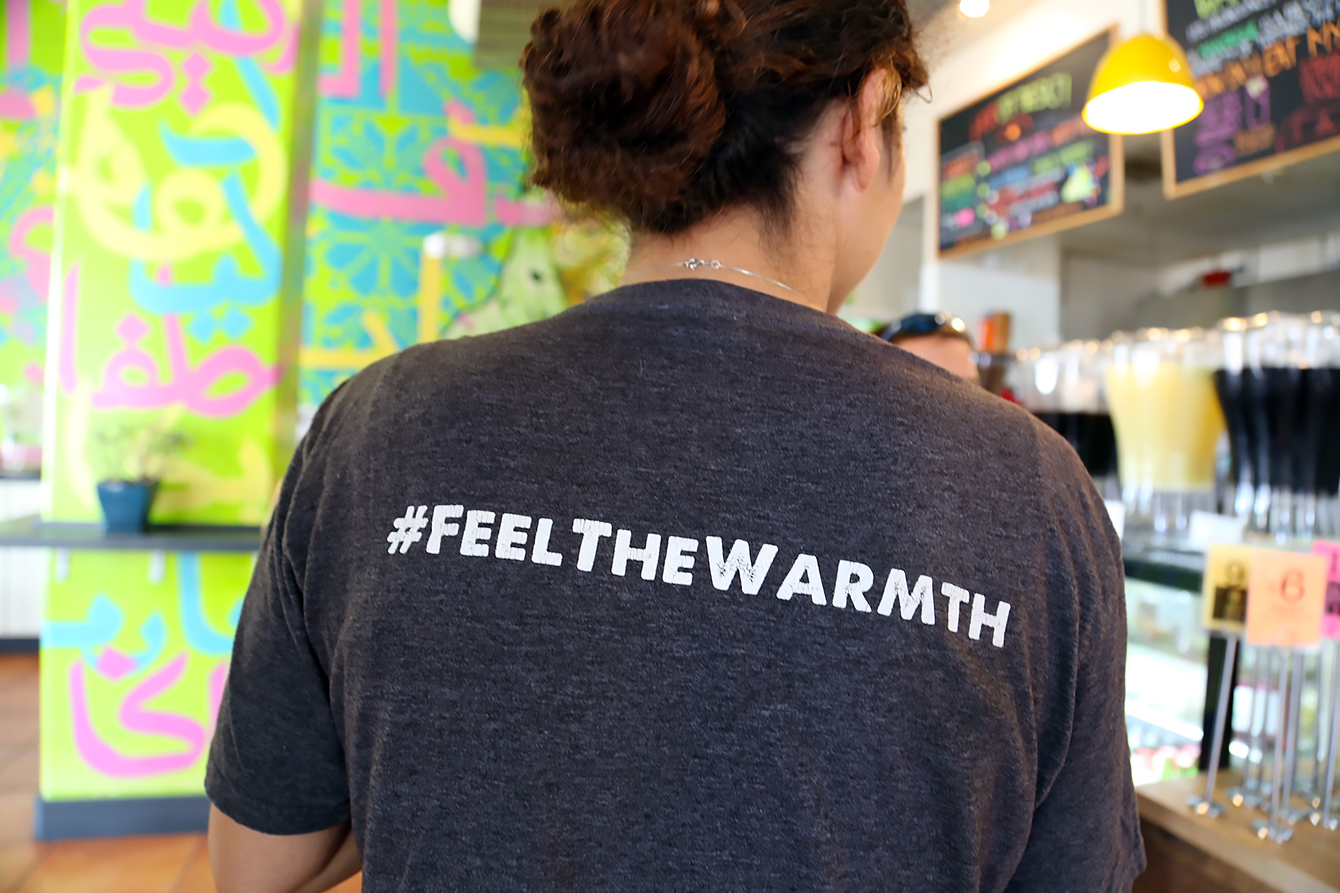 #FEELTHEWARMTH at Reem's. Reem Assil, the Chef-Owner wearing her restaurant's t-shirt.