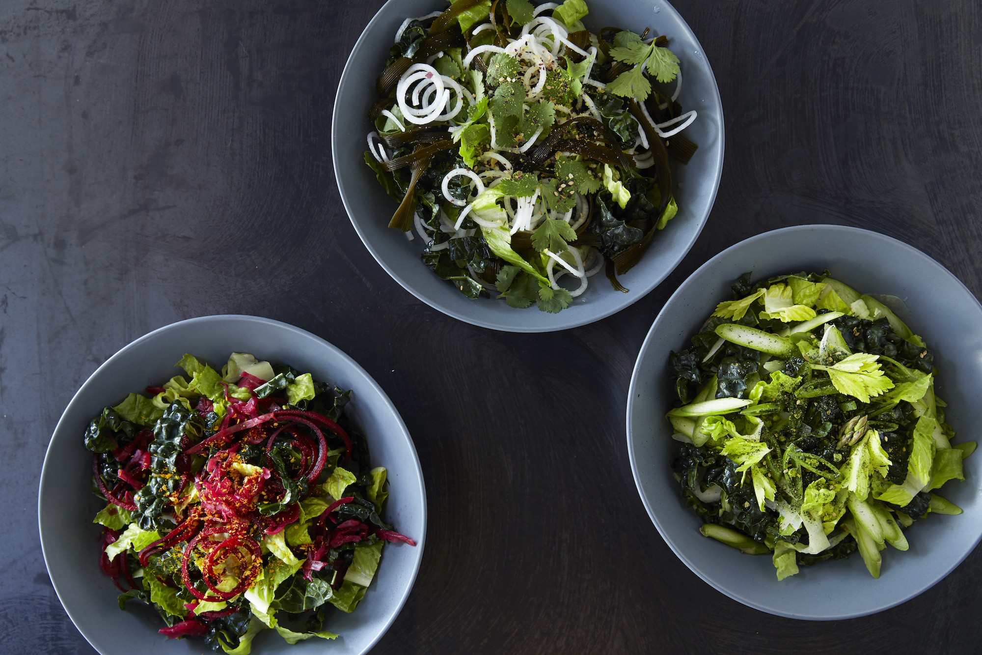 Some of the flavor- and nutrient-packed salads at Booster Foods.