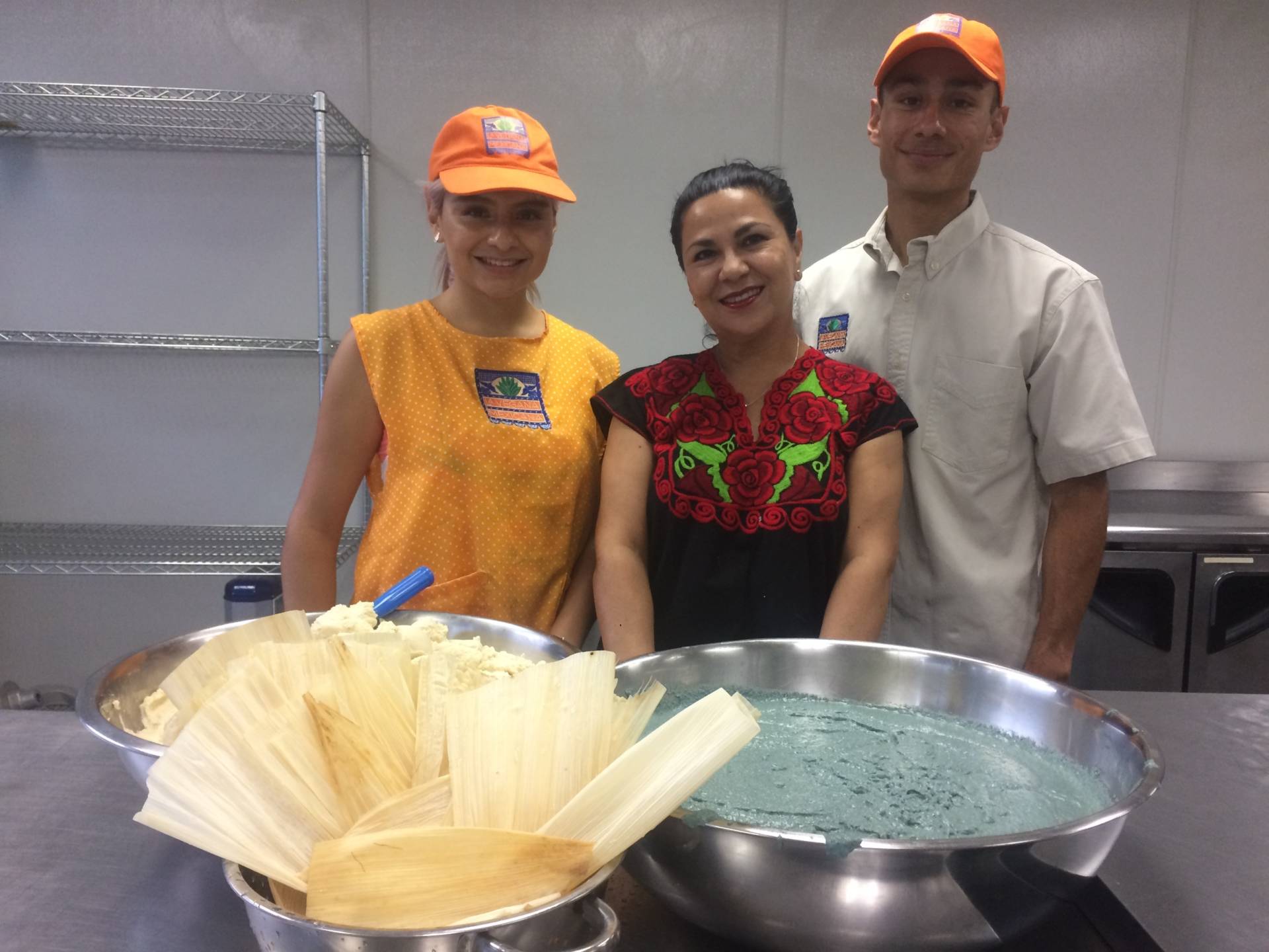 Loreta Ruiz (center) runs La Vegana Mexicana, a food pop-up based in Southern California, with her children, Loreta Sierra (left) and Luis Sierra.