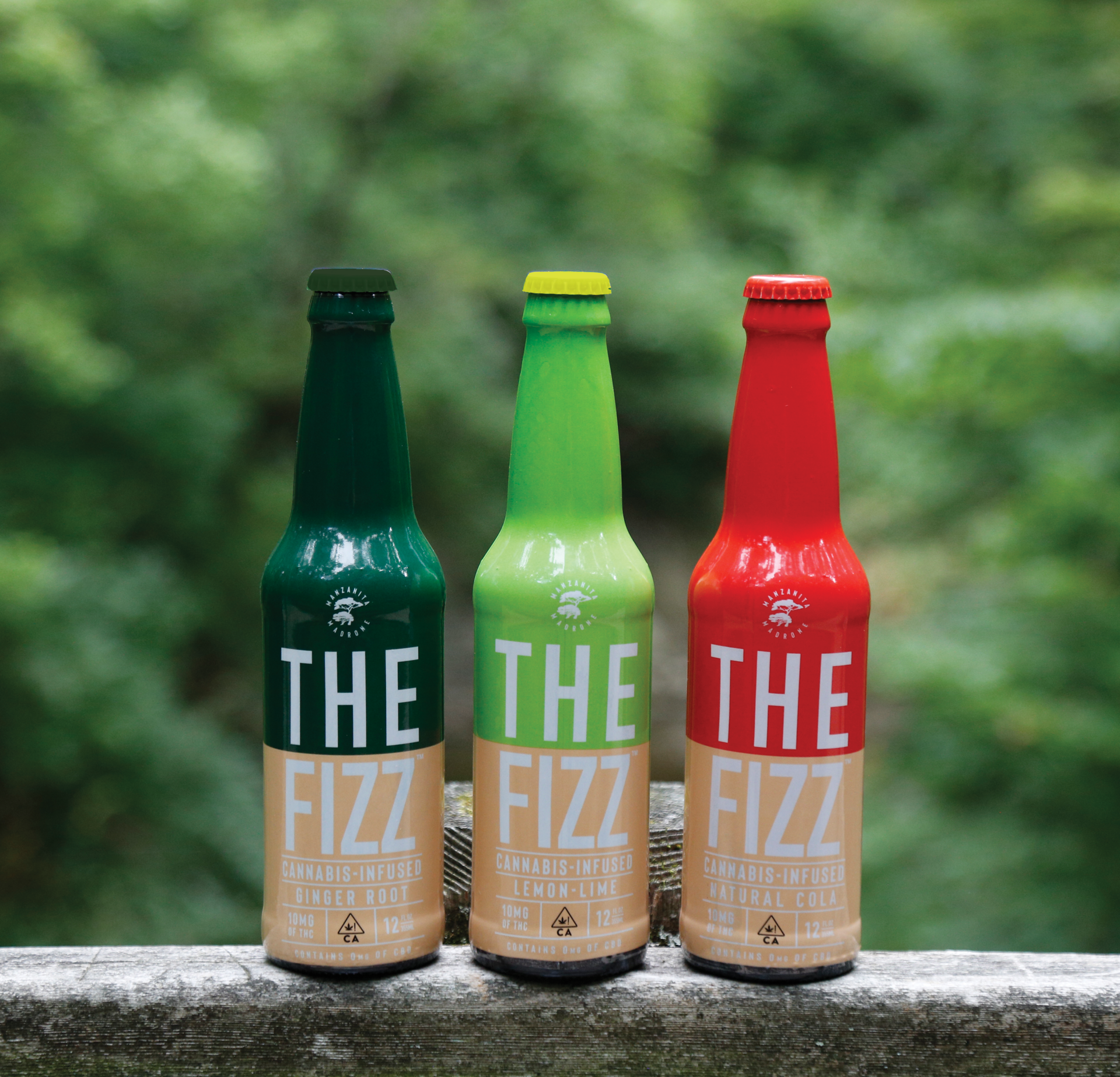 The three THC-infused flavors of The Fizz from Manzanita and Madrone.