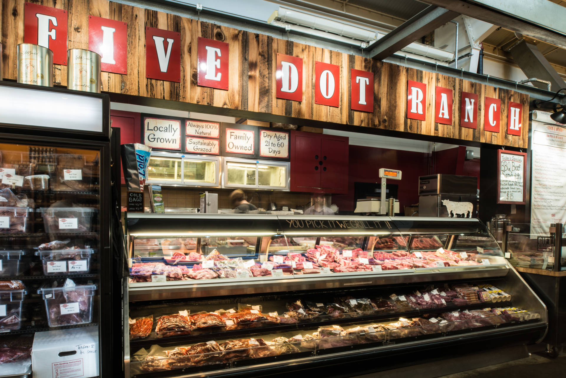 Pick your steak from the meat case and have the team grill it on site.