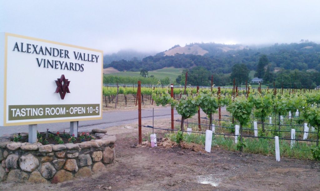 The entry to Alexander Valley Vineyards.