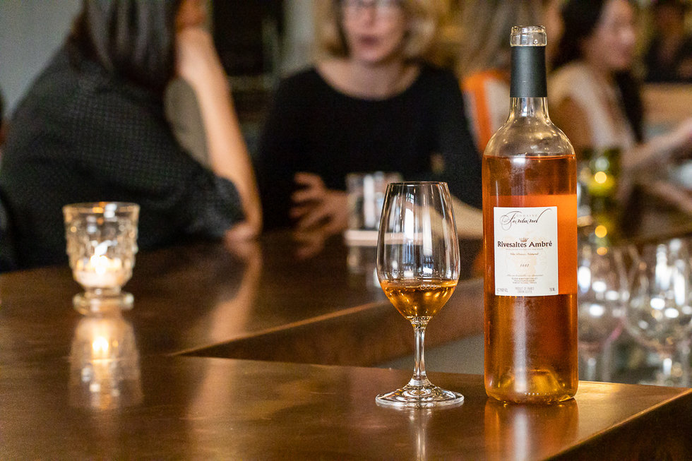 Skip traditional dessert wines like port or sherry and cap your night with a glass of Rivesaltes Ambré Domaine Fontanel—a rich, caramel-y wine with notes of dried apricots and candied orange peel.