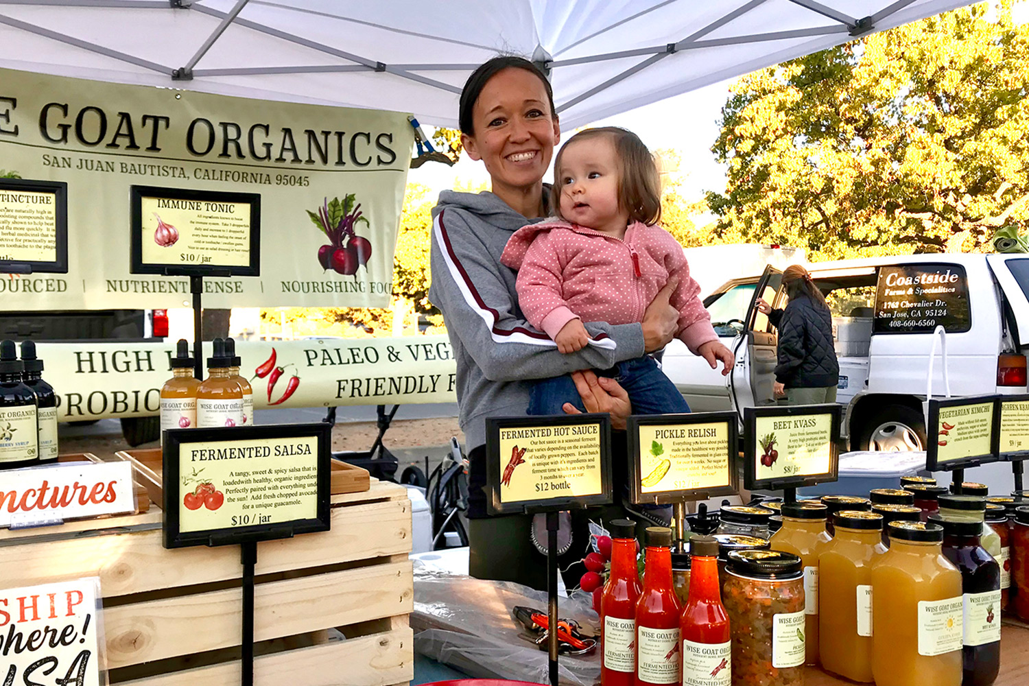 Mary at the Wise Goat Organics stand