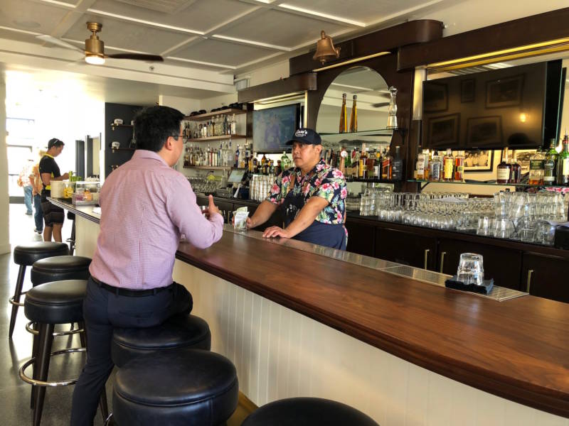 The bar at Sam's Anchor Cafe in Tiburon