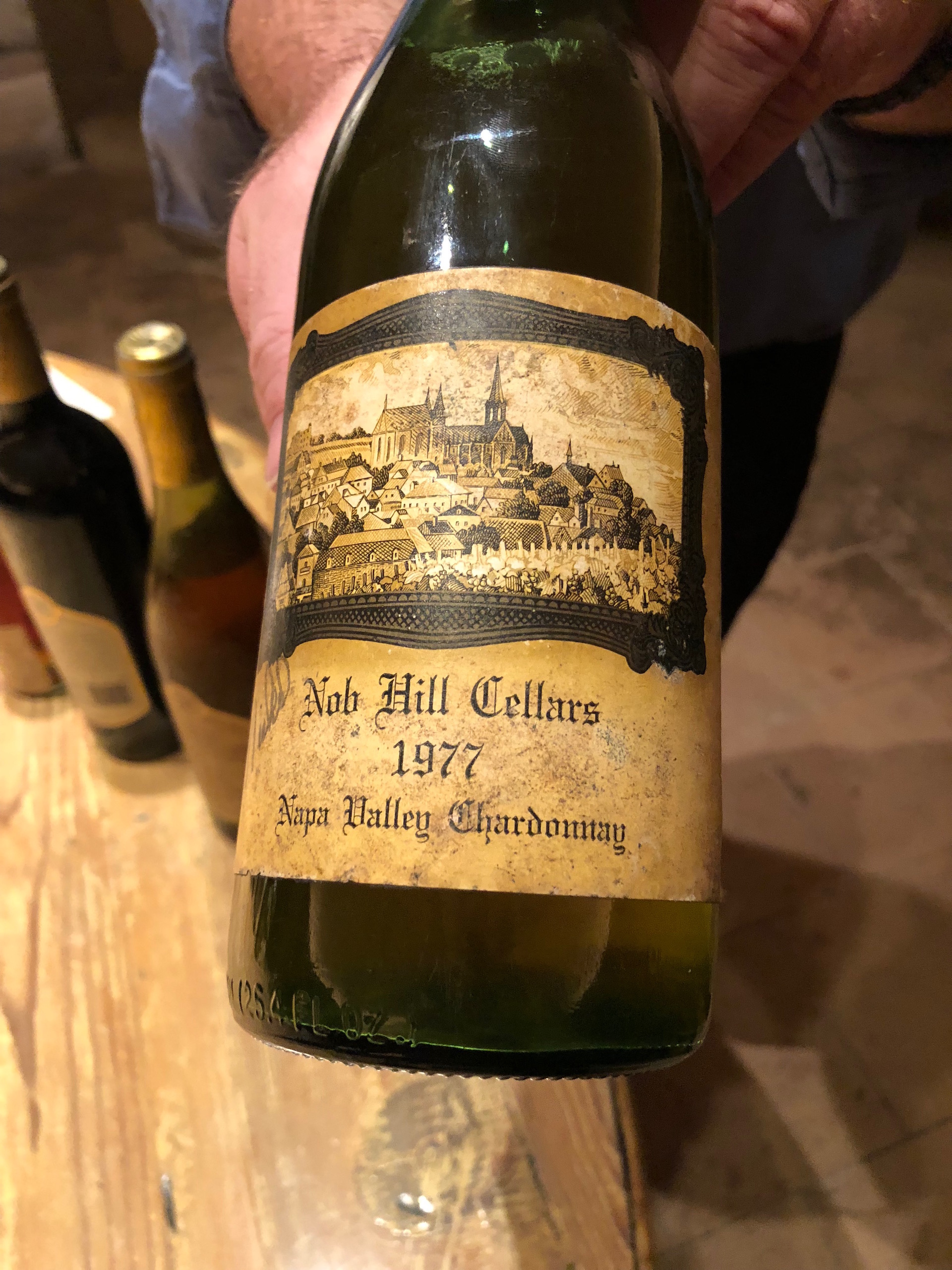 Far Niente’s predecessor — a 1977 bottle of Nob Hill Cellars by Far Niente founder Gil Nickel who bought an apartment on Nob Hill in San Francisco with winemaking equipment, which started off his illustrious wine career