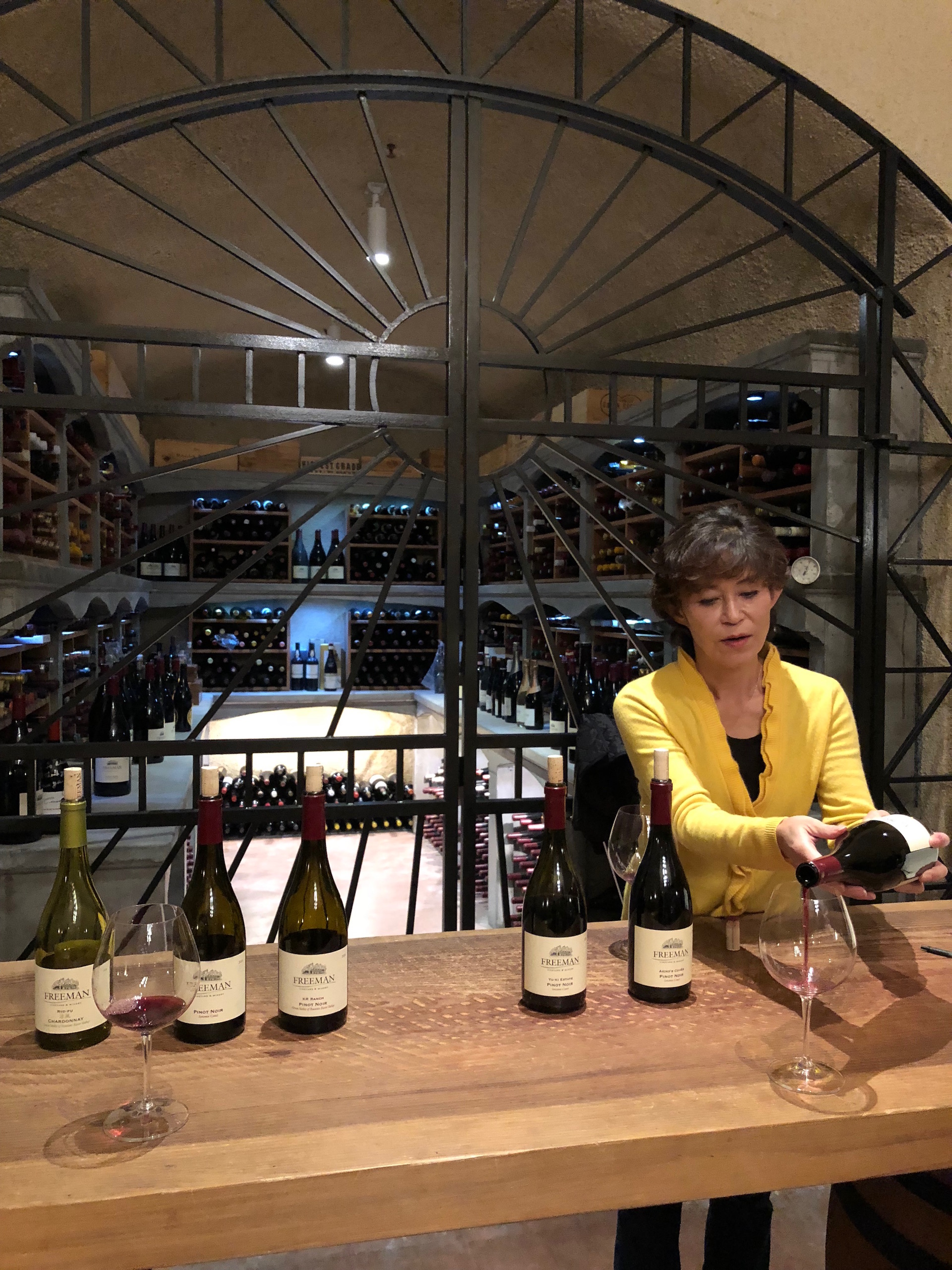 Freeman Winery’s winemaker Akiko Freeman at the winery’s cave in Sebastopol