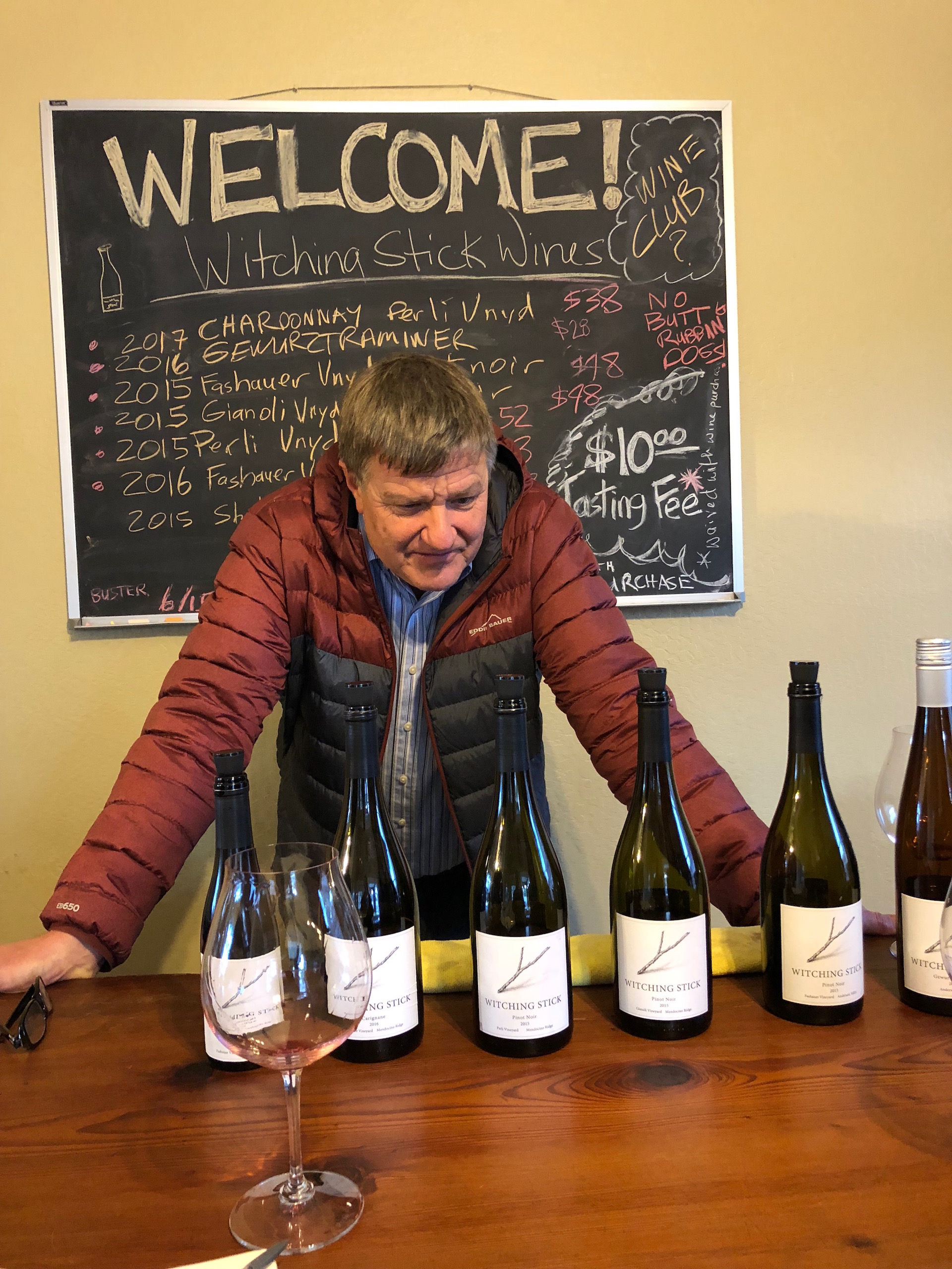 Witching Stick Winery owner Van Williamson presents his wines and offers decades of wine industry knowledge