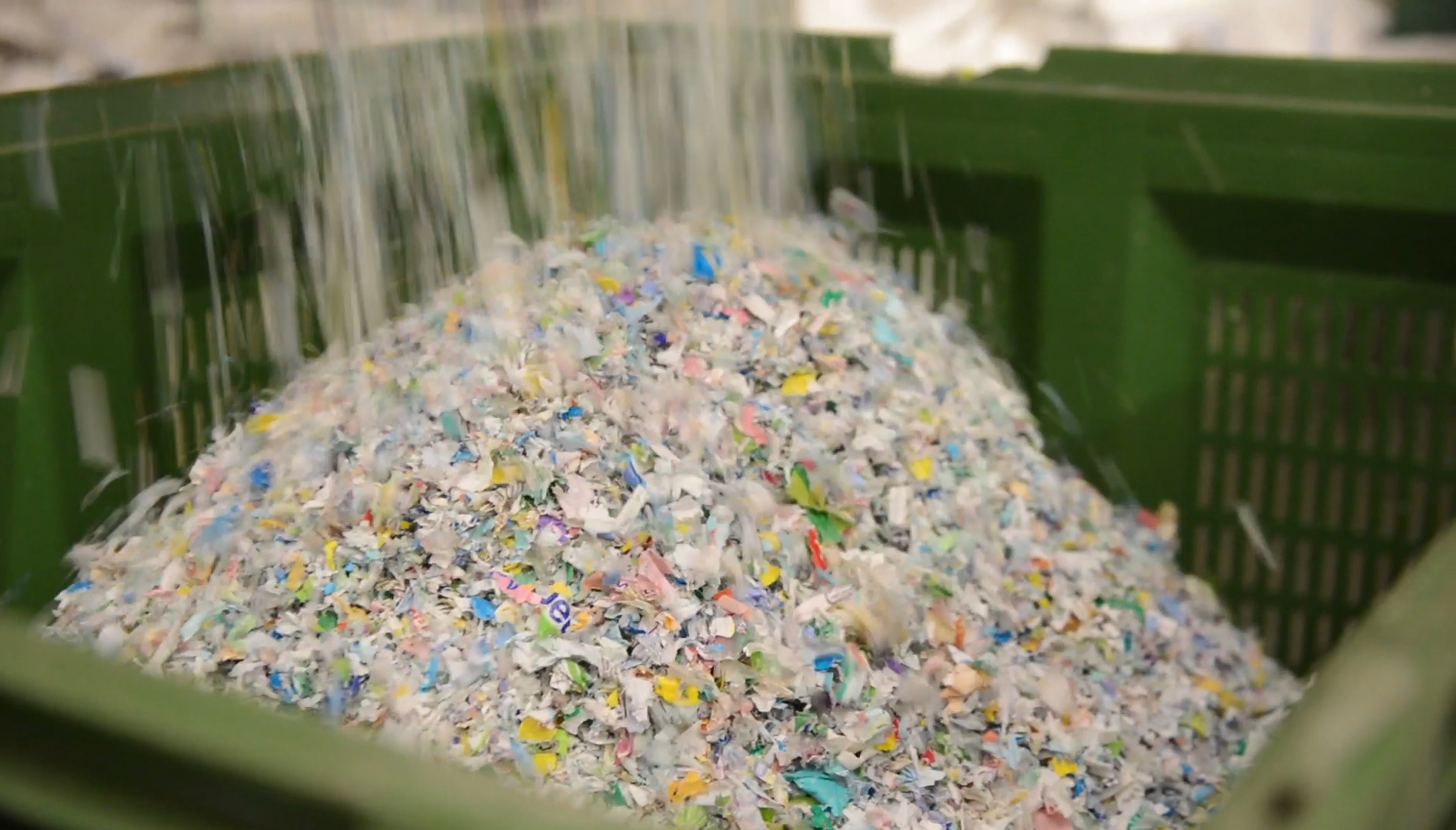 Material collected by TerraCycle is shredded for processing.