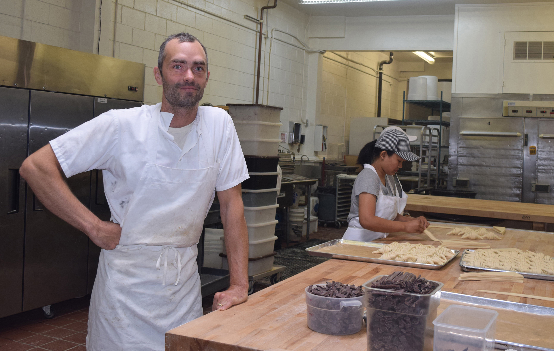 "Mac" McConnell near the pastry production area in his Mountain View bakery, which is located in Acme's former South Bay digs.
