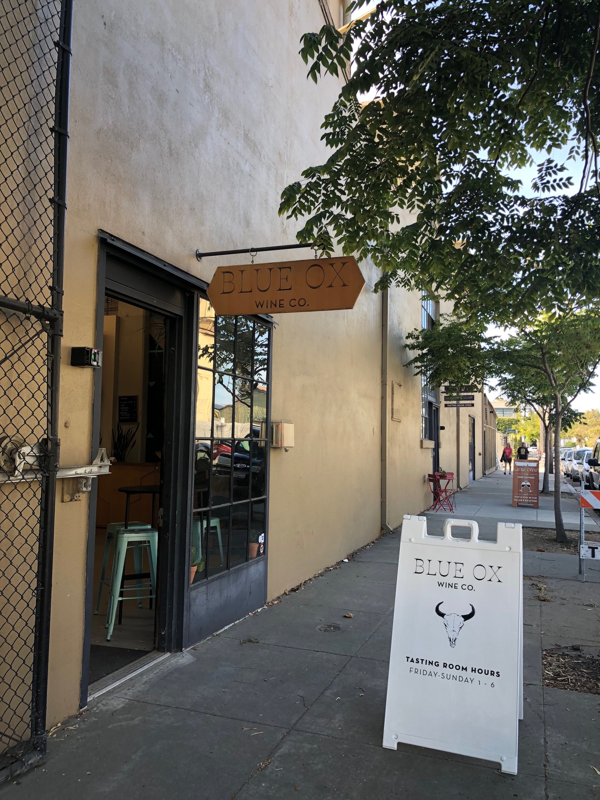 Blue Ox is located on what has become a sort of “winery row” on Berkeley’s Fifth Street
