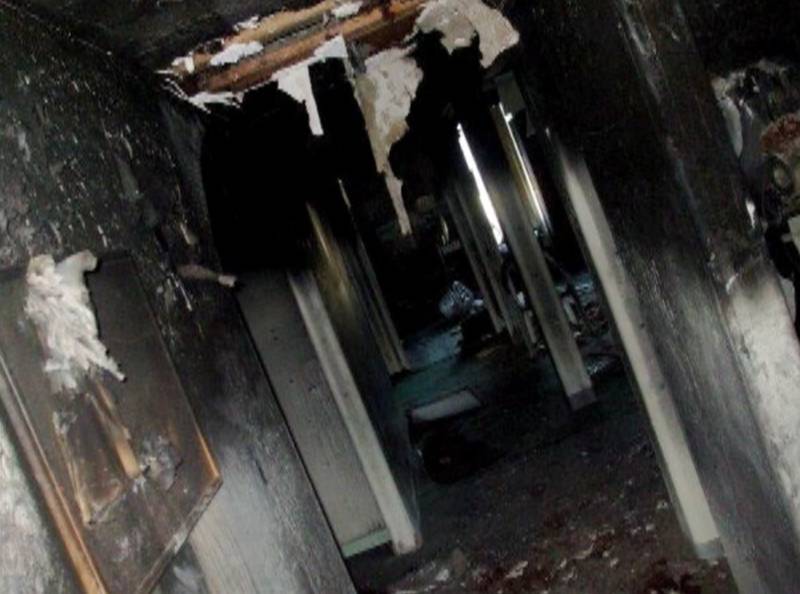 The view from inside the mosque after it was burned on Aug. 12, 2007.