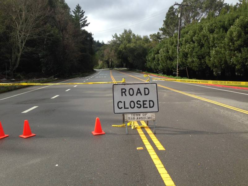 Slide and road closure on Sir Francis Drake just west of Fairfax.