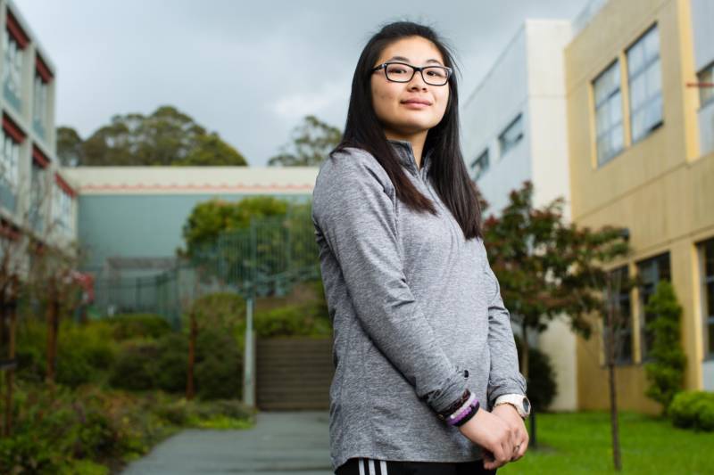 Erika Lee was photographed at Lowell High School in San Francisco, where she is a student, on March 6, 2017. Her parents and grandparents immigrated from South Korea in 1991.