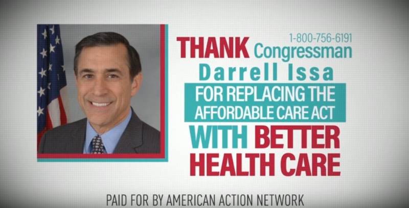 YouTube screenshot of ad by American Action Network. The conservative-leaning advocacy group urged viewers to call their member of Congress to thank them for keeping their "promise and replacing the Affordable Care Act with a better health care you deserve."