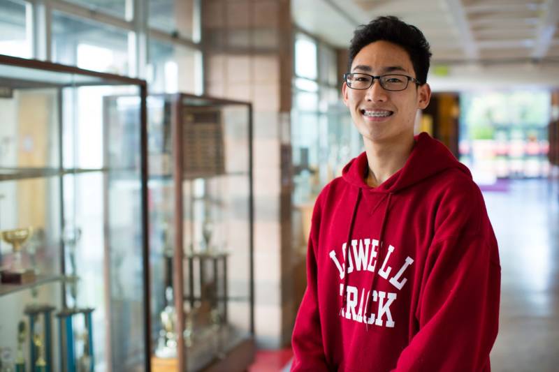 Maximilian Tiao, photographed at Lowell High School in San Francisco on March 6, 2017. He is a member of Lowell's track and field team; his parents immigrated from South Korea.