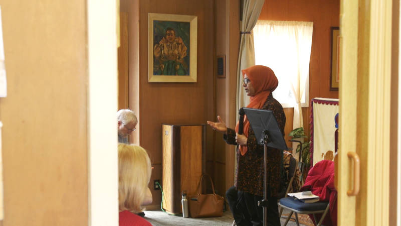 Moina Shaiq talks with communities and individuals to combat Islamophobia. She started the work early last year and travels the nation to speak to people who have questions about her faith.