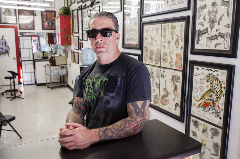 Joey Wilson co-owns the Mission District tattoo shop, Frisco Tattoo. He grew up saying 'Frisco' and has it tattooed on his wrist.