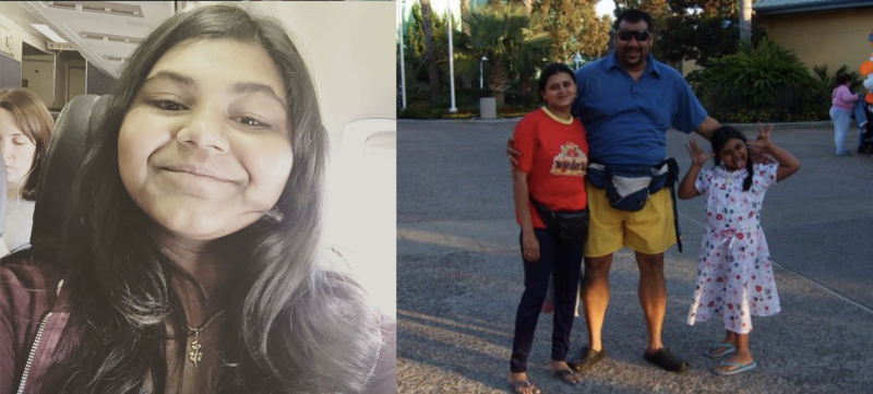 Sarah Rao with her parents at SeaWorld San Diego. Today, Rao, an 18-year-old high school senior, reflects on her dual identities.