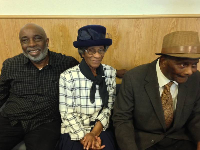 Leonard Sanders today with his parents Mary Alice and Marion. Marion was the pastor for four decades. 