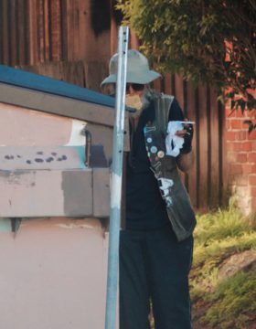 Hate Man got his food by dumpster diving. He put the food to a “sniff test,” before eating it. 