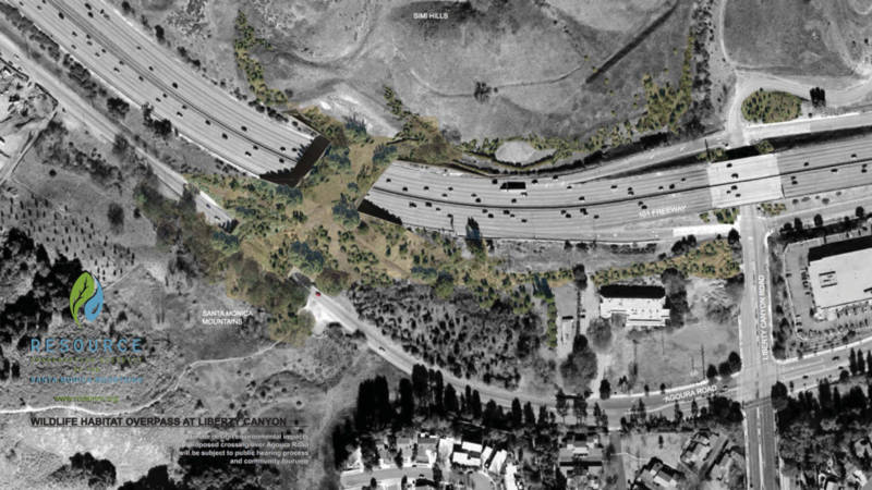 A model of a proposed wildlife bridge that would cross over 10 lanes of traffic along the 101-Freeway in Agoura Hills.