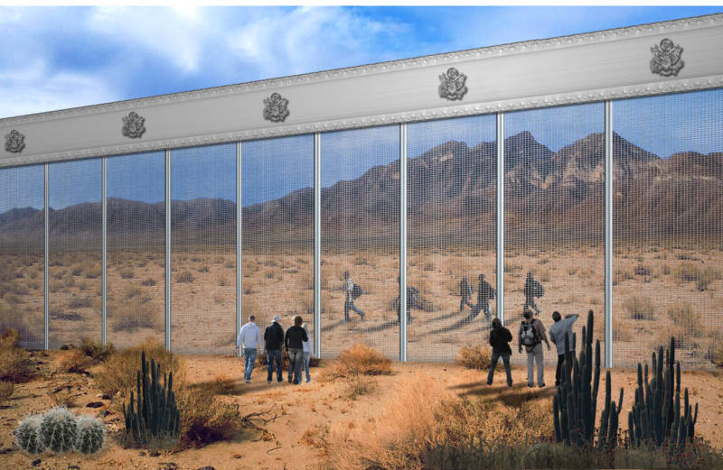 The Penna Group rendering, which displays two groups on either side watching each other through the mesh.
