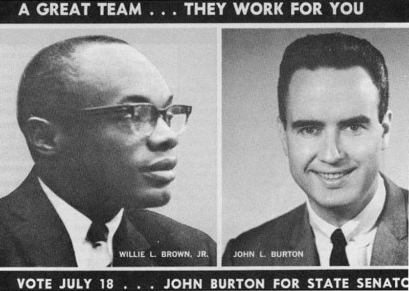 Willie Brown and John Burton collaborated on this campaign flier when Burton ran unsuccessfully for a state Senate seat in 1967.
