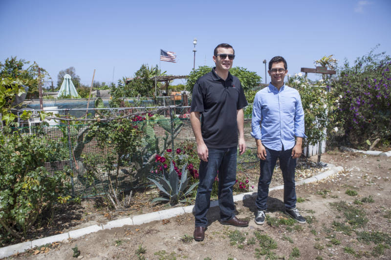 Brian Holley (L), and Miguel Marshall meet one mile away from the U.S.-Mexico border to talk about how President Trump's proposed border wall affects both of their businesses. 