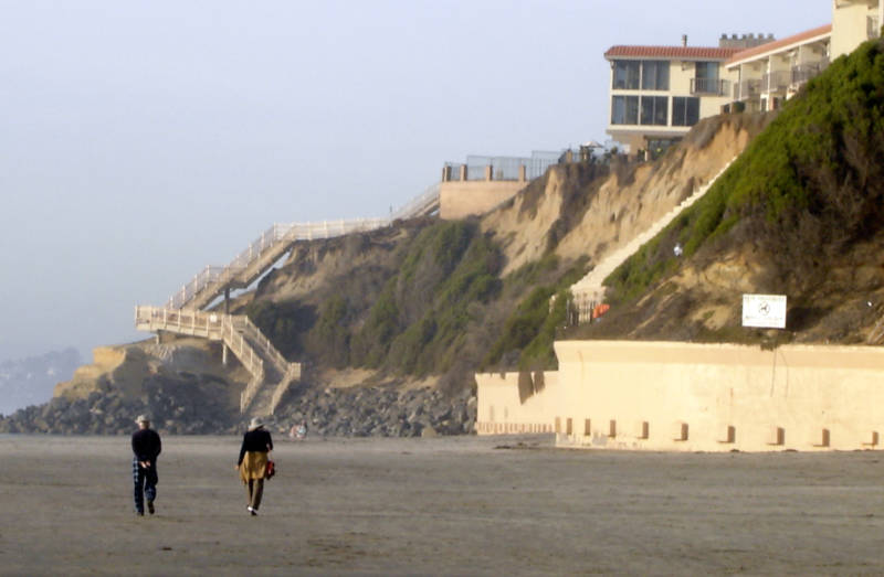 Property owners in Solana Beach have been involved in a protracted legal battle with the city for the right to construct sea walls and shore up fragile beach bluffs that underlay their homes. Such so-called 'armoring' redirects wave action elsewhere, causing unintended harm.