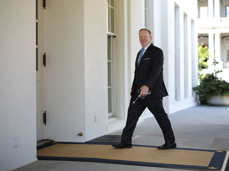 Former White House Press Secretary Sean Spicer entering the White House in July.