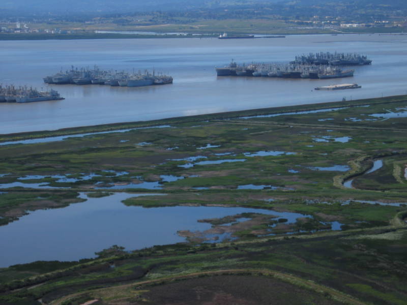 This 2005 photo shows the proximity of the reserve fleet to environmentally-sensitive Suisun Marsh.
