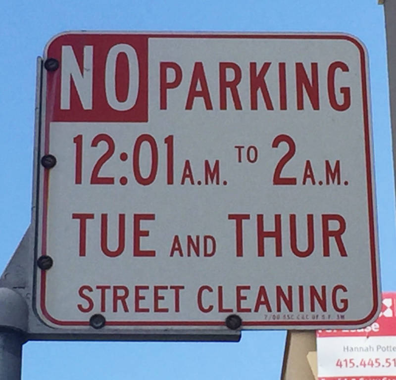 A street cleaning sign in San Francisco.