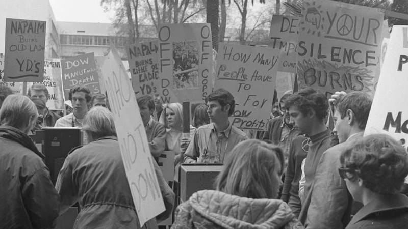 The Dow Chemical protest of 1967 was covered by the Spartan Daily.