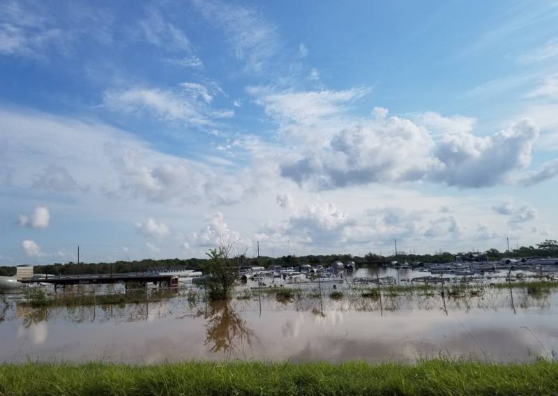 The view from Texas Highway 36 west of Freeport, where the Brazos River was flooding more than a week after Hurricane Harvey struck the Texas coast.
